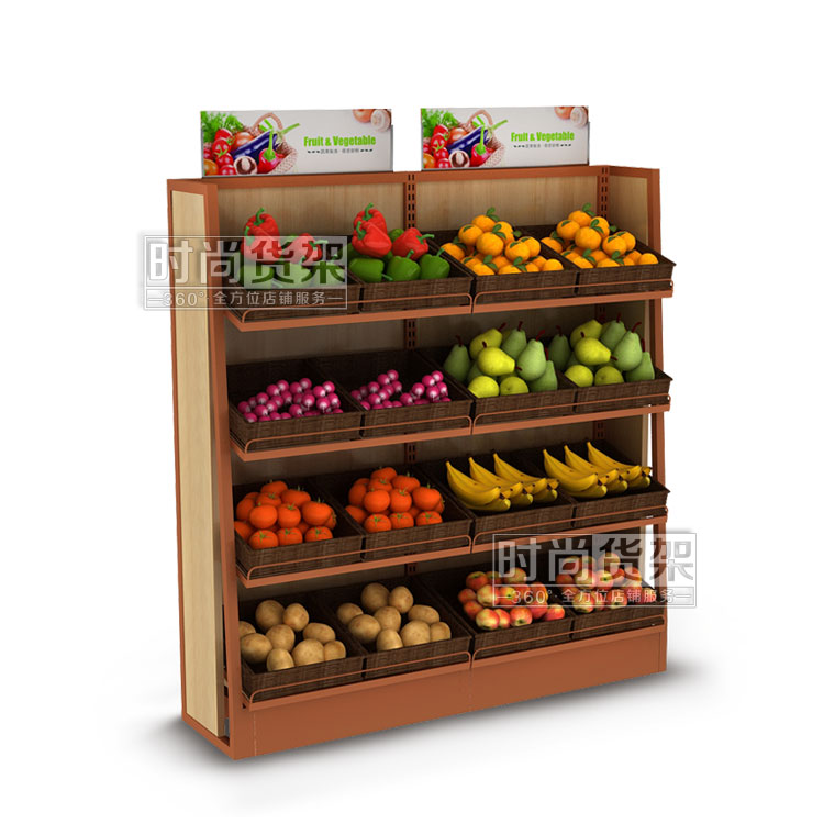 便利店貨架_果蔬架(木板單面)
